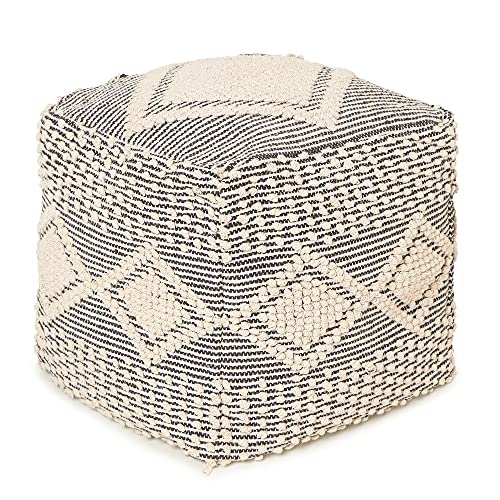· REDEARTH · Pouf with Filler Cube Bean Bag Pouffe - Diamond Medley Gray | 100% Cotton; 17.5"x17.5"x17.5"; Storage Cube, Doubles as Footrest; Boho Decor for Living Room, Bedroom, Nursery, Kidsroom - color: Cube Diamond Medley Gray With Filler