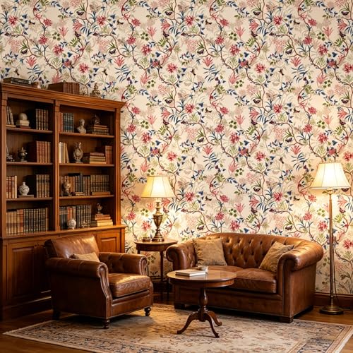 Pink Flowers Peel and Stick self Adhesive Wallpaper Floral - 96''x32'' - color: X18, size: 96"x32"