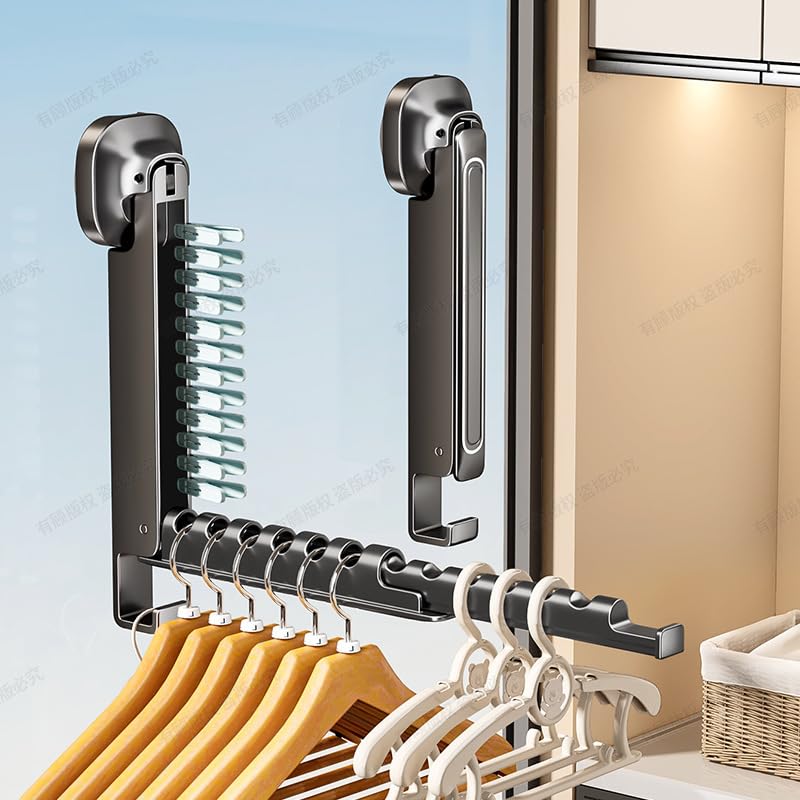 Suction Cup Foldable Clothes Drying Rack, No-Drill Expandable Indoor and Balcony Drying Hanger, Multi-Functional Clothes Organizer