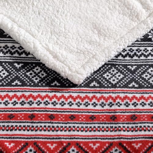 Eddie Bauer - Throw Blanket, Brushed Fleece & Plush Sherpa Soft Bedding, Blanket for Couch & Bed (Fair Isle Black, 50" x 60") - color: Fair Isle Black, size: 50" x 60"