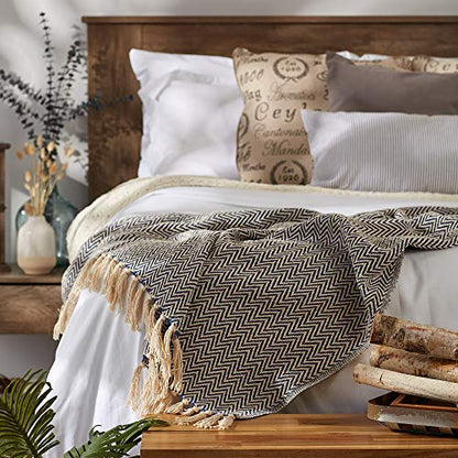 DII Chevron Throw Collection Handloomed Cotton, 50x60, French Blue - color: French Blue, size: 50x60"