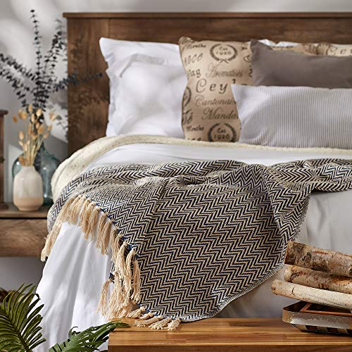 DII Chevron Throw Collection Handloomed Cotton, 50x60, French Blue - color: French Blue, size: 50x60"