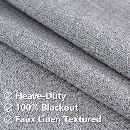 100% Blackout Curtains 84 inch Length 1 Panel Faux Linen Long Drapes for Bedroom Living Room Black Out Room Darkening Curtain Thermal Insulated Back Tab Rod Pocket(W100 x L84, Beige) - color: Beige, size: 100"W x 84"L (Pack of 1)