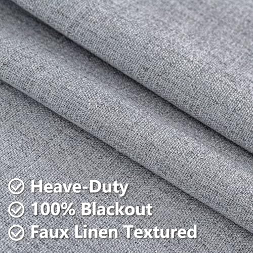 100% Blackout Curtains 84 inch Length 2 Panels Faux Linen Long Drapes for Bedroom Living Room Black Out Room Darkening Curtain Thermal Insulated Back Tab Rod Pocket(W37 x L84, Light Grey) - color: Light Grey, size: 37"W x 84"L (Pack of 2)