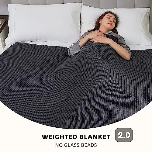 L'AGRATY Knitted Weighted Blanket - 50"x60" 7lbs Cooling Chunky Knit Heavy Blanket for Adults Braided Crochet Throw Thick Cable Yarn Knit Decorative No Beads Evenly Weighted Machine Washable | No Beads Evenly Weighted Machine Washable Chunky Braided Croch