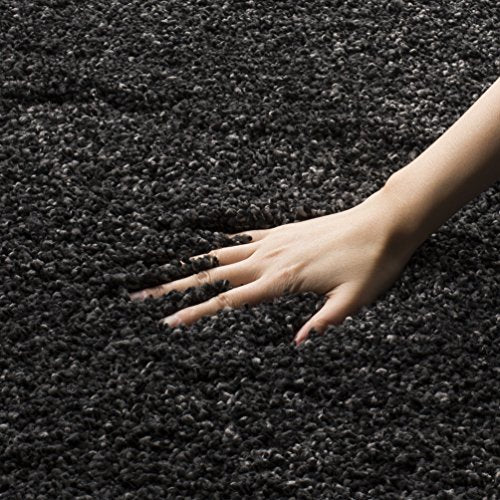 SAFAVIEH Milan Shag Collection Runner Rug - 2' x 8', Dark Grey, Solid Design, Non-Shedding & Easy to Clean, Plush Thick Pile, Ideal for Hallway, Foyer, Bedroom (SG180-8484) - color: Dark Grey, size: 2' x 8' (Runner)
