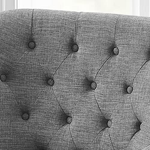 Rosevera Accent Chair and Ottoman Set - Button Tufted Armchair for Living Room, Bedroom, Reading - Mid-Century Modern Lounge Chair Set - Gray - color: Polyester Light Grey With Ottoman
