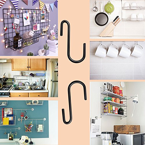 ESFUN 30 Pack Heavy Duty S Hooks 4 inch Black S Shaped Hooks Hanging Hangers Pan Pot Holder Rack Hooks for Kitchenware Spoons Pans Pots Utensils Clothes Bags Towels Plants - size: 4.0 inch