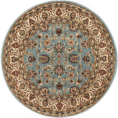 Well Woven Barclay Collection Sarouk Light Blue 5 ft Round Rug - for Living Room, Bedroom, and Dining Room - color: Light Blue, size: 5'3" (Round)