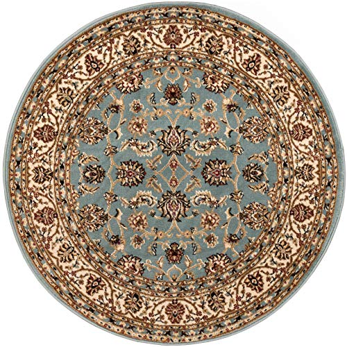 Well Woven Barclay Collection Sarouk Light Blue 5 ft Round Rug - for Living Room, Bedroom, and Dining Room - color: Light Blue, size: 5'3" (Round)
