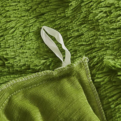 Faux Fur Velvet Fluffy Bedding Duvet Cover Set Down Comforter Quilt Cover with Pillow Sham, Ultra Soft Warm (Apple Green, Twin) - color: Apple Green, size: Twin