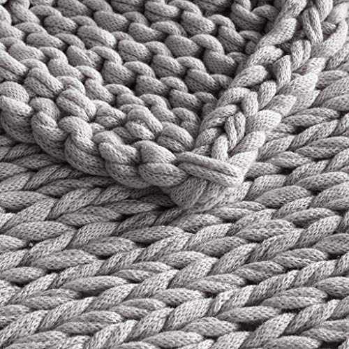 Madison Park Chunky Double Knit All Season Throw Blanket, 50 x 60, Grey | Ultra Soft, Acrylic, Cozy Warmth for Sofa or Bed, Lightweight, Boho, OEKO-TEX Certified - color: Grey
