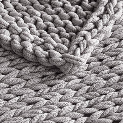 Madison Park Chunky Double Knit All Season Throw Blanket, 50 x 60, Grey | Ultra Soft, Acrylic, Cozy Warmth for Sofa or Bed, Lightweight, Boho, OEKO-TEX Certified - color: Grey