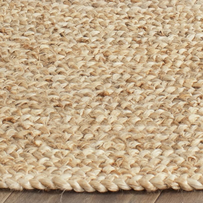 SAFAVIEH Natural Fiber Collection 5' Round Natural NF733A Handmade Farmhouse Fringe Premium Jute Area Rug - size: 5' (Round)