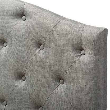 Baxton Studio Myra Modern and Contemporary Full Size Grey Fabric Upholstered Button-Tufted Scalloped Headboard - color: Gray, size: Full