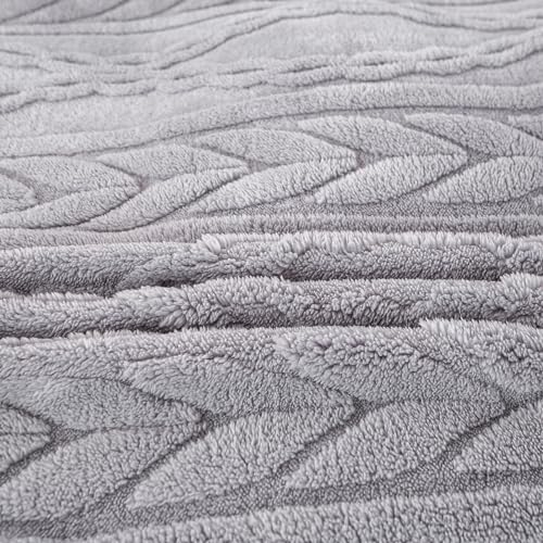 YUSOKI Sherpa Fleece Twin XL Size Blanket, Light Grey, 65"x90" | 3D Stylish Design,320GSM, Non-Shedding, Lightweight for All Season Use, stays fluffy after repeated washes, Perfect Gifts - color: Light Grey, size: Twin XL (65" x 90")