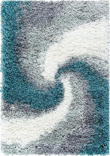 Rugs.com - Soft Touch Shag Rug – 2' x 3' 1 Turquoise Shag Rug – Plush Abstract Swirl for Nurseries, Playrooms, and Bedrooms - color: Turquoise, size: 2' x 3' (Rectangular)