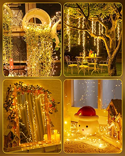 Minetom Fairy Lights Battery Operated, Twinkle String Waterproof Silver Wire 5 Feet 60 Led Firecracker Starry for DIY Wreath Home Wedding Party Bedroom Mason Jar Holiday Christmas, Warm White - color: Warm White