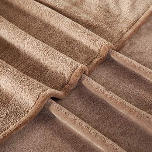 TASTHROW Large Flannel Fleece Throw Blanket, 50×70 Inch | Cozy Lightweight Thick Blanket - All Seasons Suitable for Women, Men and Kids (Light Coffee) - color: Light Coffee, size: 50"x70"