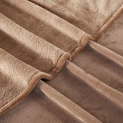 TASTHROW Large Flannel Fleece Throw Blanket, 50×70 Inch | Cozy Lightweight Thick Blanket - All Seasons Suitable for Women, Men and Kids (Light Coffee) - color: Light Coffee, size: 50"x70"