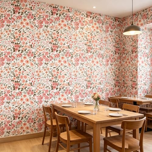 Pink Flowers Peel and Stick self Adhesive Wallpaper Floral - 128''x32'' - color: X13, size: 128"x32"