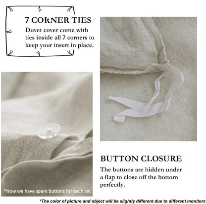 Simple&Opulence 100% Linen Duvet Cover Set with Embroidery Border Washed - 2 Pieces (1 Duvet Cover & 1 Pillow Sham) with Button Closure Soft Breathable Farmhouse - Linen, Twin Size - color: Linen, size: Twin