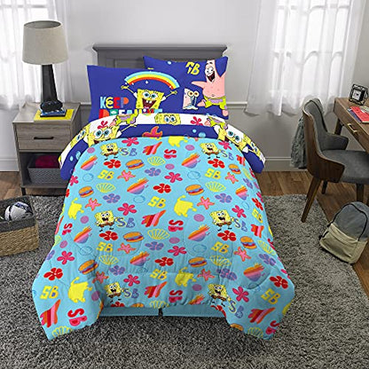 Franco Kids Bedding Super Soft Comforter and Sheet Set with Sham, 5 Piece Twin Size, Spongebob Squarepants - color: Spongebob Squarepants, size: Twin