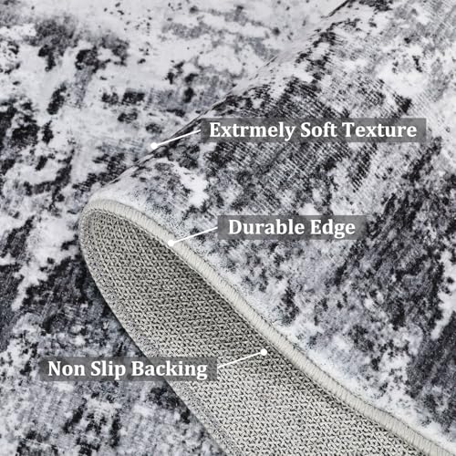 ROYHOME 6x9 Modern Abstract Area Rug for Bedroom Living Room, Grey | Non Slip Non Shedding Low Pile Stain Resistant Rug Soft Carpet - color: Grey, size: 6' x 9' (Rectangular)