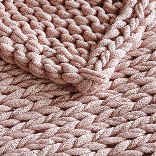 Madison Park Chunky Double Knit All Season Throw Blanket, 50 x 60, Blush | Ultra Soft, Acrylic, Cozy Warmth for Sofa or Bed, Lightweight, Boho, OEKO-TEX Certified - color: Blush