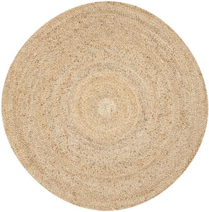 SAFAVIEH Natural Fiber Collection 5' Round Natural NF733A Handmade Farmhouse Fringe Premium Jute Area Rug - size: 5' (Round)