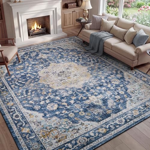 PADOOR 8X10 Area Rug,Rugs for Living Room,Soft Blue Rugs for Bedroom,Machine Washable Rug Non Slip Carpet for Dining Room Living Room Bedside Office - color: Blue, size: 8' x 10' (Rectangular)
