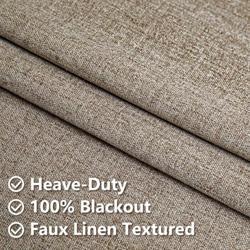 100% Blackout Curtains 96 inch Length 2 Panels Faux Linen Long Drapes for Bedroom Living Room Black Out Room Darkening Curtain Thermal Insulated Back Tab Rod Pocket(W52 x L96, Beige) - color: Beige, size: 52"W x 96"L (Pack of 2)