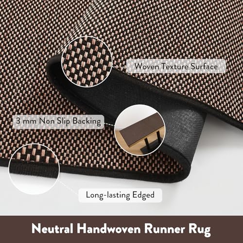 Lahome Farmhouse Kitchen Runner Rug, 2x6 Entryway Rugs Washable Non Slip | Black 6ft Hallway Indoor Carpet, Neutral Chenille Non Shedding Floor Mat for Entry Bathroom Laundry Room Bedroom Rv - color: Black, size: 2' x 6'