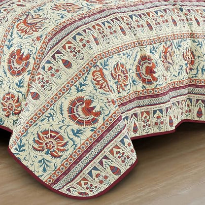 ESCA Queen Size Quilt Set 3-Piece Floral Purple Bedspread Set - color: 17 Yanna, size: Queen