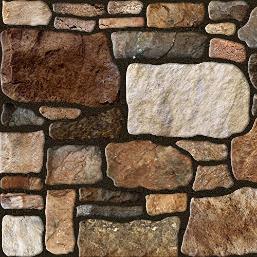 Dundee Deco 3D Wall Panels - Cladding Brown Off-White Stone Look Wall Paneling, Styrofoam Facing for Interior and Exterior Applications, DIY, Sample, Size 10 x 10 in. - color: Brown, Off-White, size: Sample, 10" x 10"