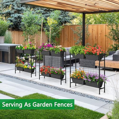 ETELI Vertical Garden Planter Raised Garden Beds with Legs Elevated Garden Planter Boxes with Legs Trellis Patio Balcony Herb Garden Planters Beds Outdoor for Flowers Vegetables, Gray - color: Gray