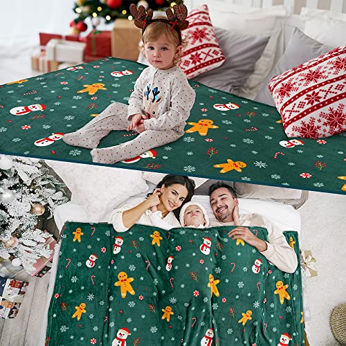 PAVILIA Christmas Gingerbread Throw Blanket | Green Holiday Christmas Fleece Blanket | Soft, Plush, Warm Winter Cabin Throw, 60x80 (Green Gingerbread) - color: Green Gingerbread, size: 60 x 80 Inches - Twin