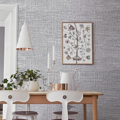 Grey Grasscloth Peel and Stick Wallpaper 17.3"x300" Faux Linen Textured Contact Paper Removable Self Adhesive Vinyl Wallpaper for Bedroom Bathroom Kitchen Cabinets - color: Gray, size: 17.3" x 300"