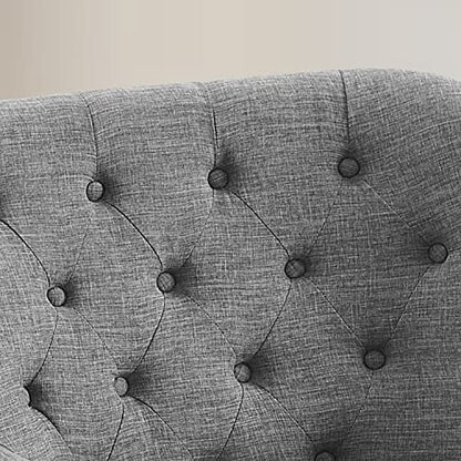 Rosevera Accent Chair with Ottoman Set - Mid-Century Modern Upholstered Armchair for Living Room or Bedroom - Comfy Reading Chair with Footrest, Small Accent Chair -Grey - color: Linen Grey With Ottoman
