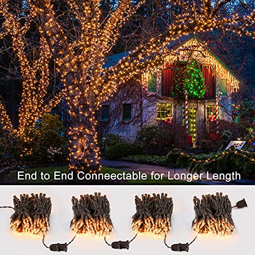 ODEETRONIC Steady & Blink Clear Lights, 21.63ft 100 Count Incandescent Christmas Lights, UL Certified Connectable Tree Light Warm White, 2 Mode Mini Light for Indoor Outdoor Xmas Party, Brown Wire | Steady & blink; Waterproof; UL certified connectable plu