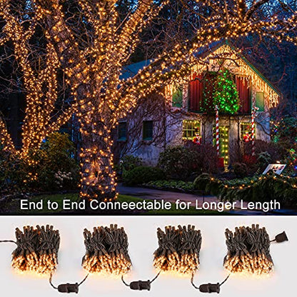 ODEETRONIC Steady & Blink Clear Lights, 21.63ft 100 Count Incandescent Christmas Lights, UL Certified Connectable Tree Light Warm White, 2 Mode Mini Light for Indoor Outdoor Xmas Party, Brown Wire | Steady & blink; Waterproof; UL certified connectable plu