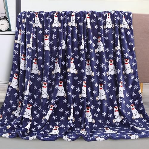 Elegant Comfort Lightweight Printed Throw Blanket- All Season, Ultra Soft, Cozy and Plush- Decorative Throw Blankets, Perfect for Lounging, 50 x 60 inches, Navy Polar Bear, Throw Blanket - color: Navy Polar Bear