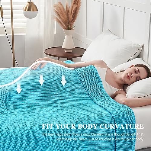 L'AGRATY Knitted Weighted Blanket - 48"x72" 12lbs Cooling Chunky Knit Heavy Blanket for Adults Braided Crochet Throw Thick Cable Yarn Knit Decorative No Beads Evenly Weighted Machine Washable | No Beads Evenly Weighted Machine Washable Chunky Braided Croc