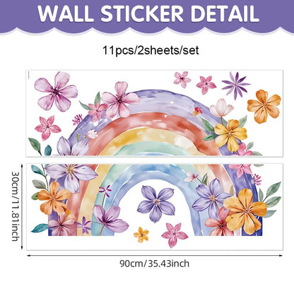 Large Rainbow Wall Decals Peel and Stick Watercolor Wall Art | Easy Removable Vinyl Wall Stickers for Girls Boys Kids Living Room Nursery Playroom Bedroom - color: Rainbow Flower