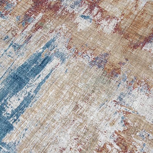 ReaLife Machine Washable Area Rug Runner - Living Room Bedroom Bathroom Kitchen Entryway Office - Padded Low Pile Stain Resistant Premium - Modern Abstract Colorful - ASA - Red Blue 2'6" x 6' - color: Abstract Modern - Red Blue, size: 2'6" x 6' (Rectangul