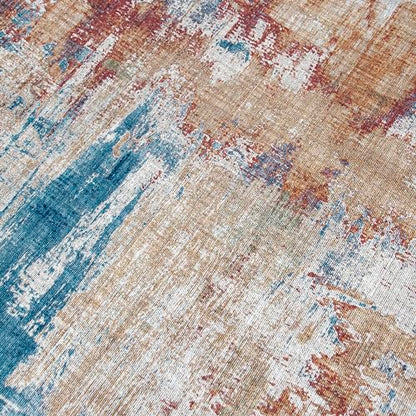 ReaLife Machine Washable Area Rug Runner - Living Room Bedroom Bathroom Kitchen Entryway Office - Padded Low Pile Stain Resistant Premium - Modern Abstract Colorful - ASA - Red Blue 2'6" x 6' - color: Abstract Modern - Red Blue, size: 2'6" x 6' (Rectangul