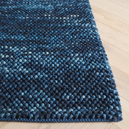 SAFAVIEH Natura Runner Rug 2'3"x7', Wool Knotted Navy & Blue NAT425N - color: Navy/Blue, size: 2'3" x 7' (Runner)