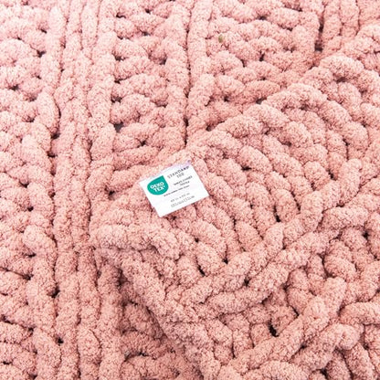 WESHIONGOO Chunky Knit Blanket Throw for Couch Bed 40"×60" Pink | 100% Handmade Knitted Throw blanket Fluffy Soft Blanket With Jumbo Chenille Yarn Thick - color: Pink, size: 40"x60"(Medium Size Throw)
