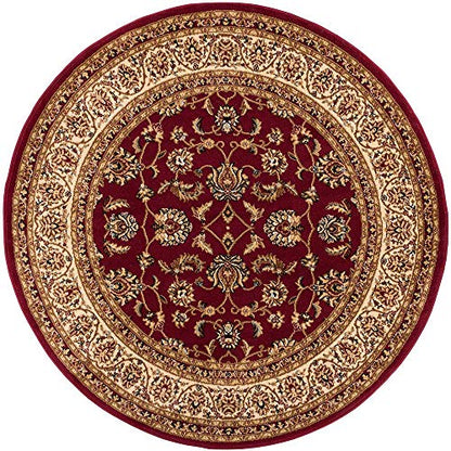 Well Woven Barclay Collection Sarouk Red 5 ft Round Rug - for Living Room, Bedroom, and Dining Room - color: Red, size: 5'3" (Round)