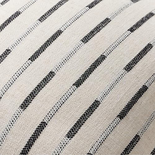 Set of 2 Throw Pillow Covers 20x20 Linen Decorative Couch Pillow Cases Neutral Beige Farmhouse Textured Square Accent Pillow Covers for Living Room Sofa Bedroom, Black - color: Black, size: 20" x 20" (Pack of 2)